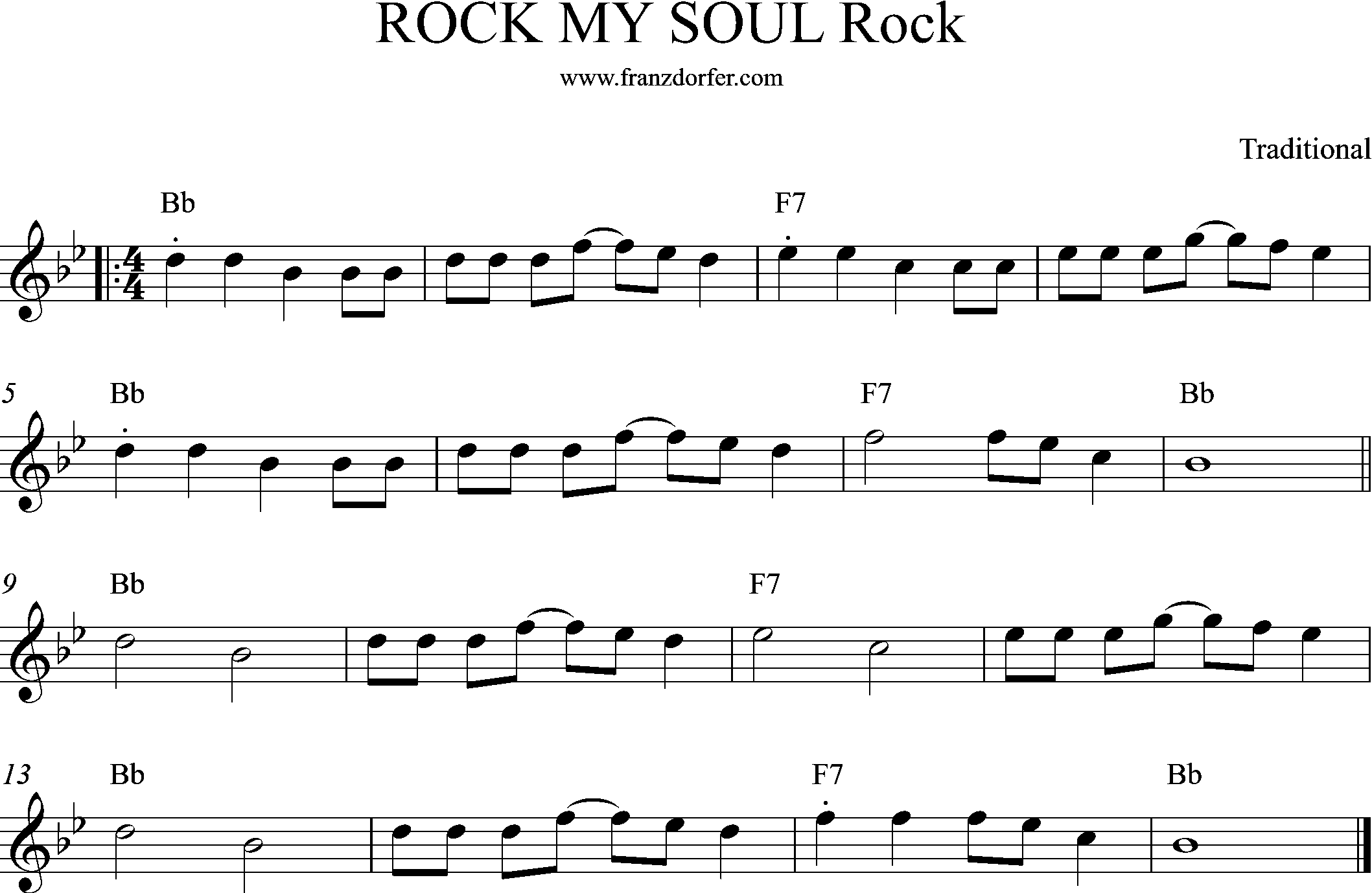 Noten Rock my Soul, Bb-Dur